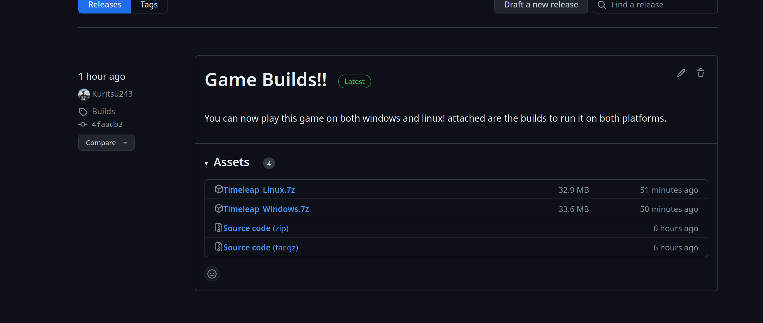 Screenshot showing the build page on the GitHub repository Screenshot showing the build page on the GitHub repository